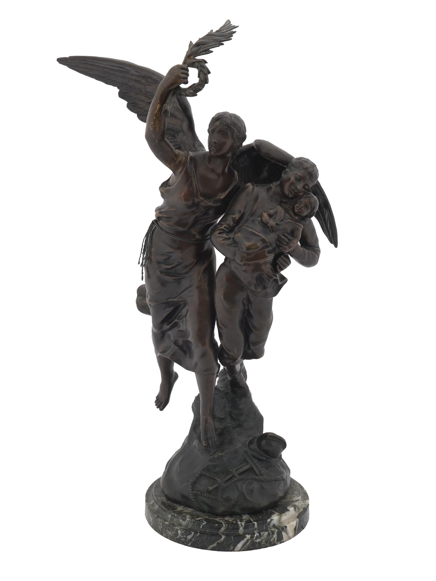 FRENCH FABRICATION FRANCAISE ANGEL SPELTER STATUE PIC-1